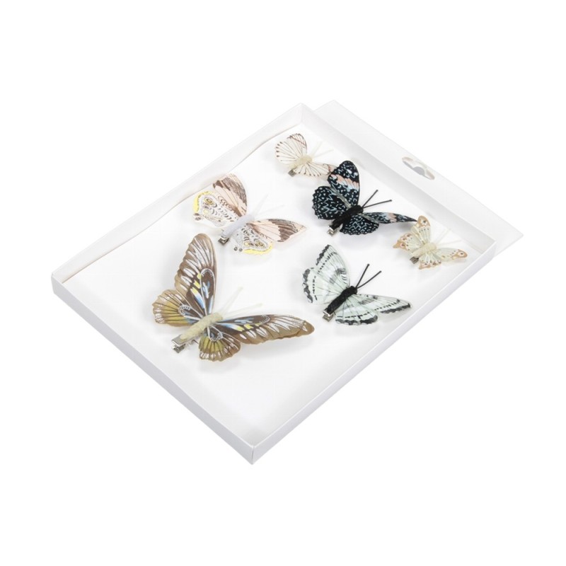 6 Papillons textile sur pince 5/8/12cm 6 Papillons textile sur pince 5/8/12cm