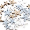 24 Etoiles de mer à disperser en bois, 3-5cm,naturel/ blanc /bleu clair 24 Etoiles de mer à disperser en bois, 3-5cm,naturel/ blanc /bleu clair