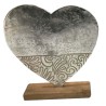 1 Coeur en aluminium sur socle en bois 18/5/20cm 1 Coeur en aluminium sur socle en bois 18/5/20cm