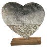 1 Aluminiumherz auf Holzsockel 18/5/20cm