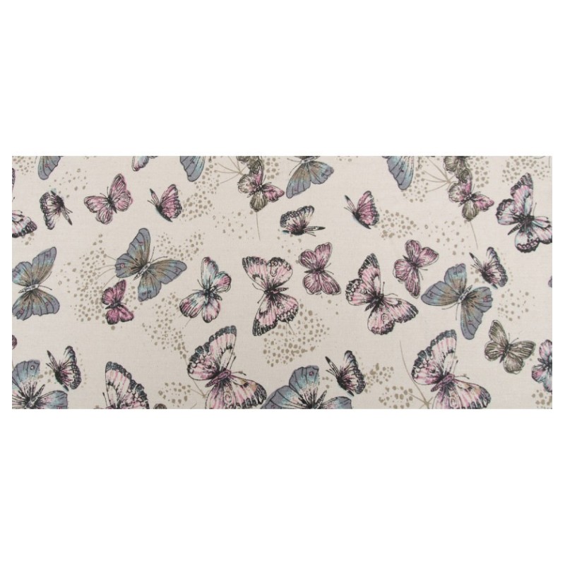 Chemin de table lin papillons, 28cm x 5m 