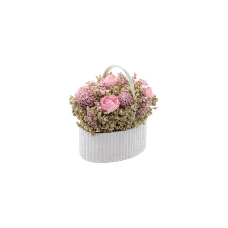 1 Bouquet panier fleurs roses Lina 8x6x8cm 1 Bouquet panier fleurs roses Lina 8x6x8cm