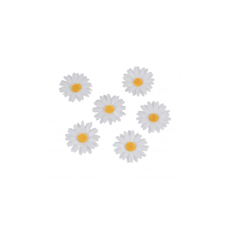 6 marguerites blanches à disperser Ø 4,5cm 6 marguerites blanches à disperser Ø 4,5cm