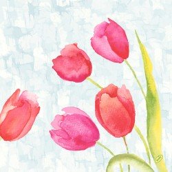 50 klassische Servietten, Painted Tulips, 4plis, 40x40cm