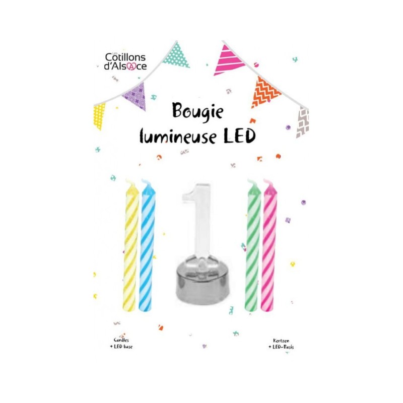1 Bougie clignotante Led chiffre 1 + 4 bougies  1 Bougie clignotante Led chiffre 1 + 4 bougies