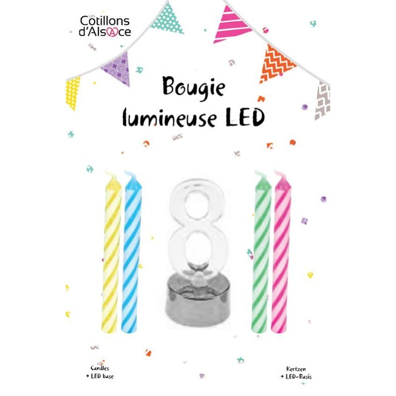 1 Candela LED lampeggiante numero 8 + 4 candele 1 Candela LED lampeggiante numero 8 + 4 candele