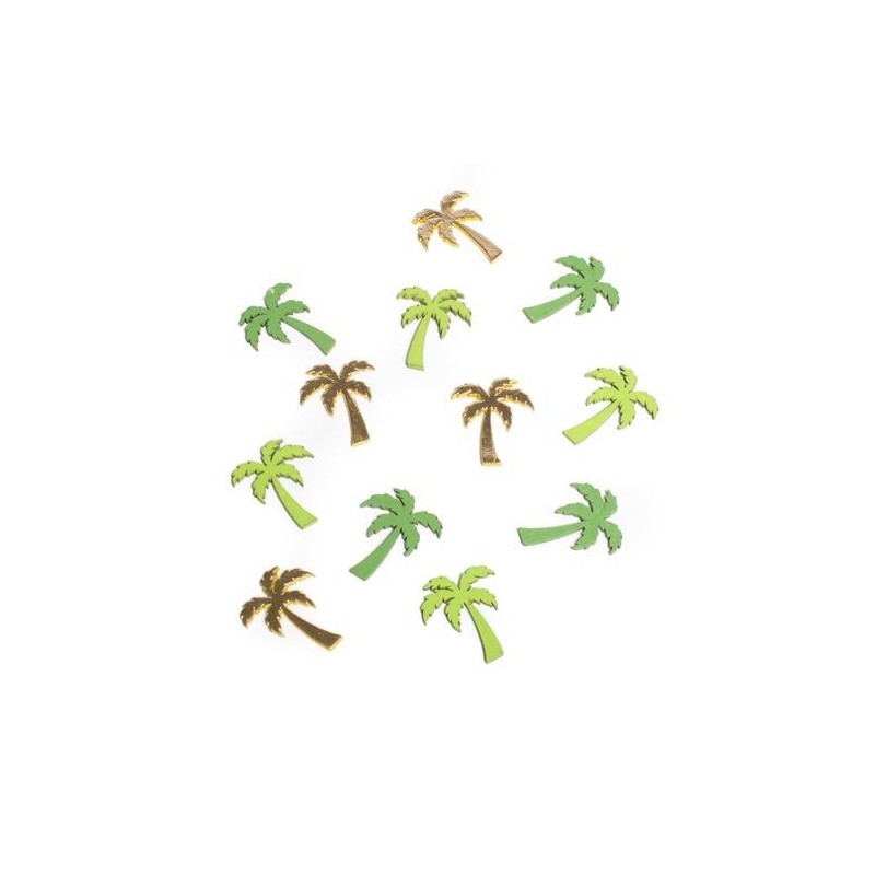 12 Palmiers en bois vert et or 3X4CM  12 Palmiers en bois vert et or 3X4CM