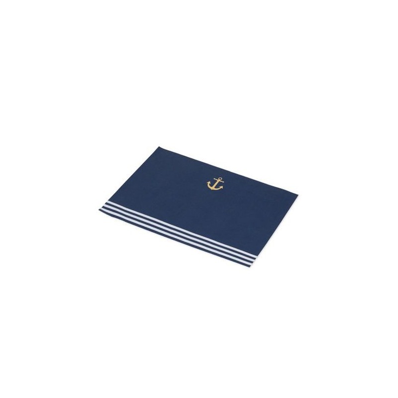 10 Tovagliette Ancora e Marinaio Carta Navy Bianca e Oro 38x27 cm 10 Tovagliette Ancora e Marinaio Carta Navy Bianca e Oro 38x27 cm