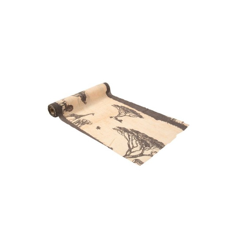 Runner da tavolo in mussola Safari Beige e Moka 28 cm x 3 m Runner da tavolo in mussola Safari Beige e Moka 28 cm x 3 m