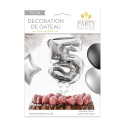 1 silberner Deko-Kuchenballon Nummer 5