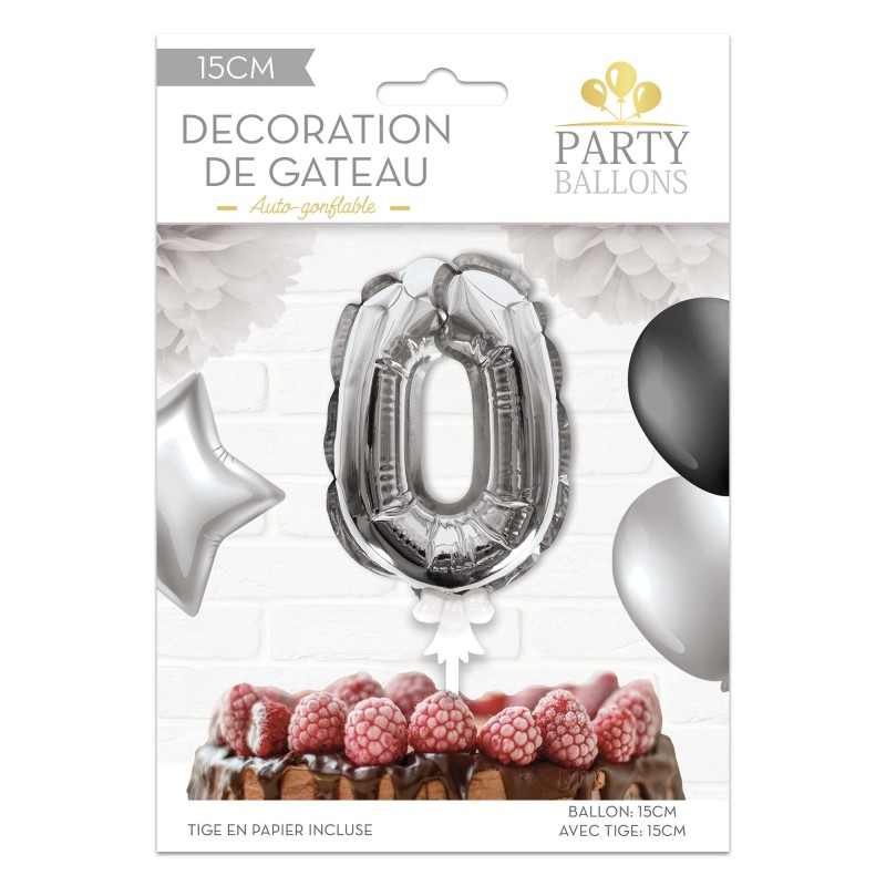 1 Ballon argenté déco gâteau chiffre 0 1 Ballon argenté déco gâteau chiffre 0