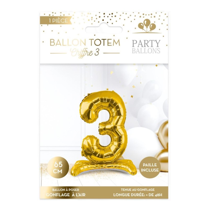 1 Ballon totem chiffre 3 1 Ballon totem chiffre 3