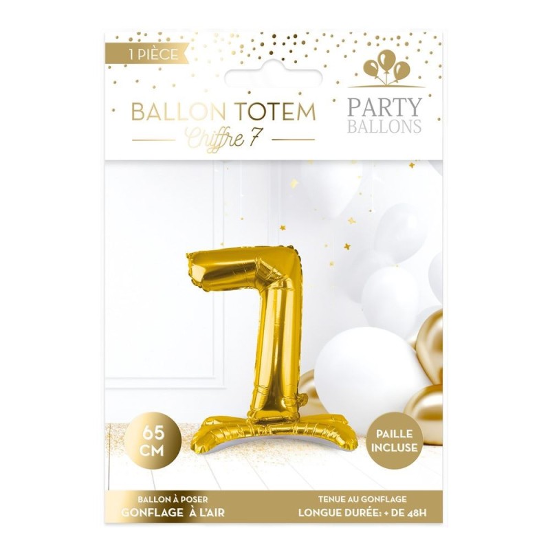 1 Palloncino metallico da posizionare, numero 7, oro 1 Palloncino metallico da posizionare, numero 7, oro
