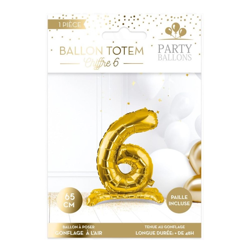 1 Palloncino metallico da posizionare, numero 6, oro 1 Palloncino metallico da posizionare, numero 6, oro
