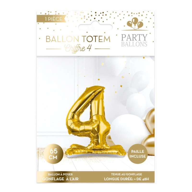1 Palloncino metallico da posizionare, numero 4, oro 1 Palloncino metallico da posizionare, numero 4, oro