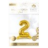 1 Palloncino metallico da posizionare, numero 2, oro
