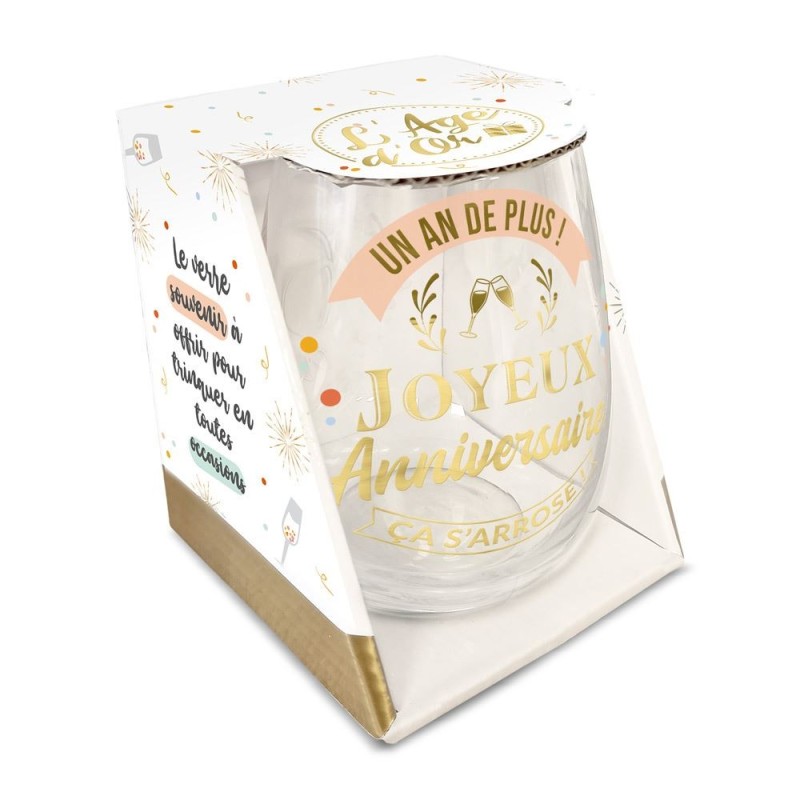 1 Verre rond cadeau Anniversaire 1 Verre rond cadeau Anniversaire