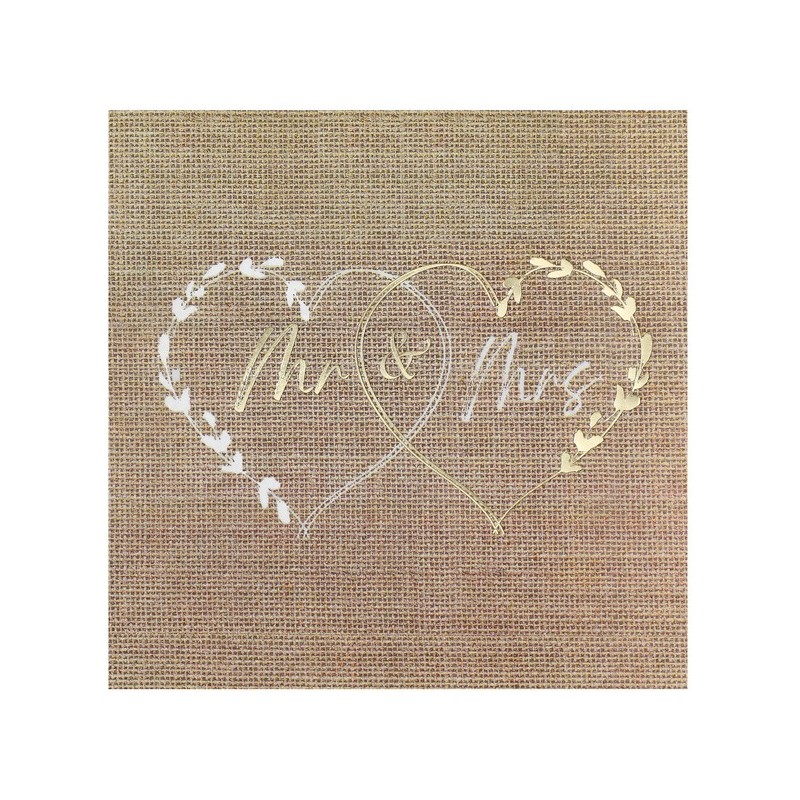 20 Serviettes Mariage naturel, 33 x 33cm 
