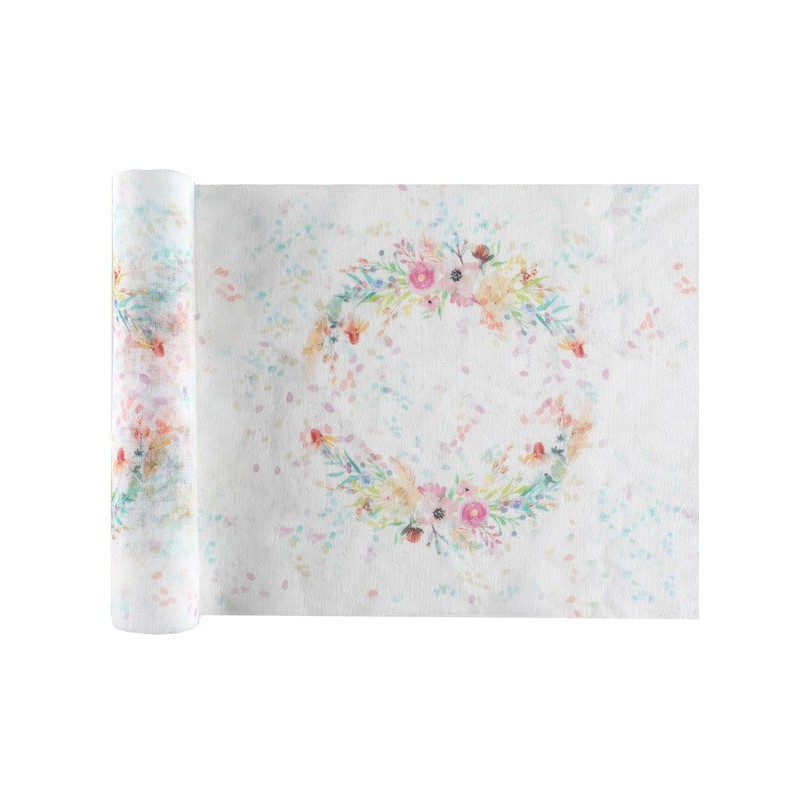 1 Chemin de table Mariage fleuri 26cm x 3m 1 Chemin de table Mariage fleuri 26cm x 3m
