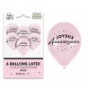 Sachet de 6 ballons  joyeux anniversaire, rose