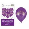 Sachet de 6 ballons  joyeux anniversaire, violet
