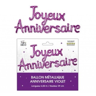 Ballons Guirlande métallique "Joyeux Anniversaire, violet