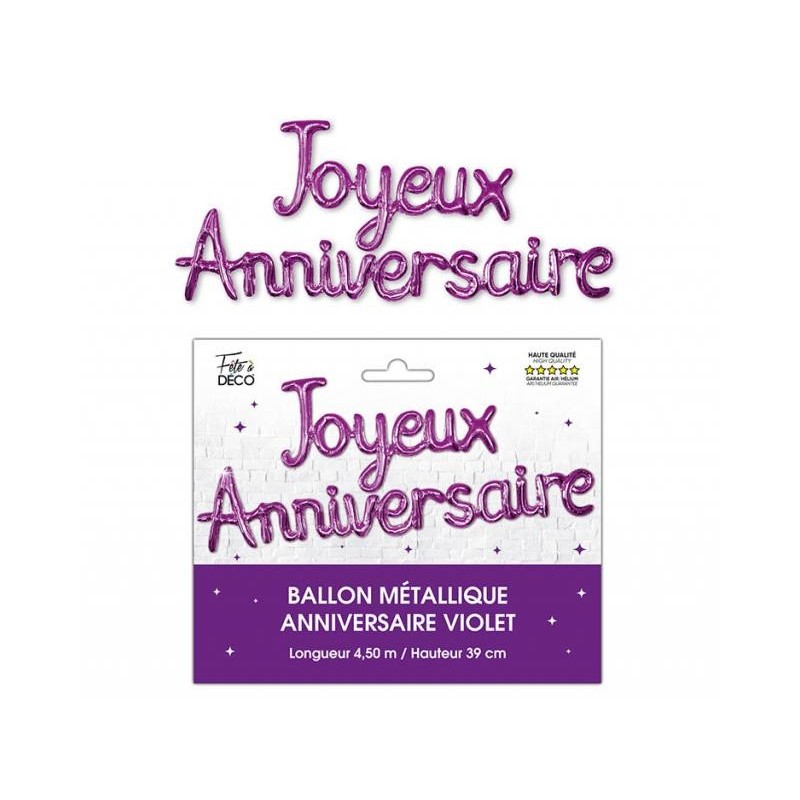 Palloncini ghirlanda metallizzati Joyeux Anniversaire, viola Palloncini ghirlanda metallizzati Joyeux Anniversaire, viola