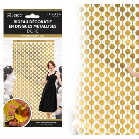 Rideau en disques métallisés, or, art déco