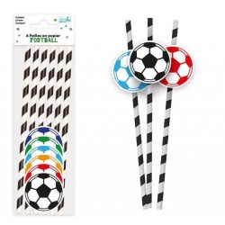 Lot de 6 pailles en papier FOOT accompagné de 6 ballons 