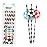 Lot de 6 pailles en papier FOOT accompagné de 6 ballons  Lot de 6 pailles en papier FOOT accompagné de 6 ballons