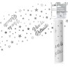 Chemin de table " Vive la retraite" 28 cm x 5 mètres,organsa métallisé  argenté Chemin de table " Vive la retraite" 28 cm x 5 mètres,organsa métallisé  argenté