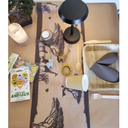 Chemin de Table Safari Mousseline Beige et Moka 28cmx3m