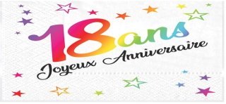 24 Serviettes, 18 Ans, 3 plis, 33 x33 cm multicolore