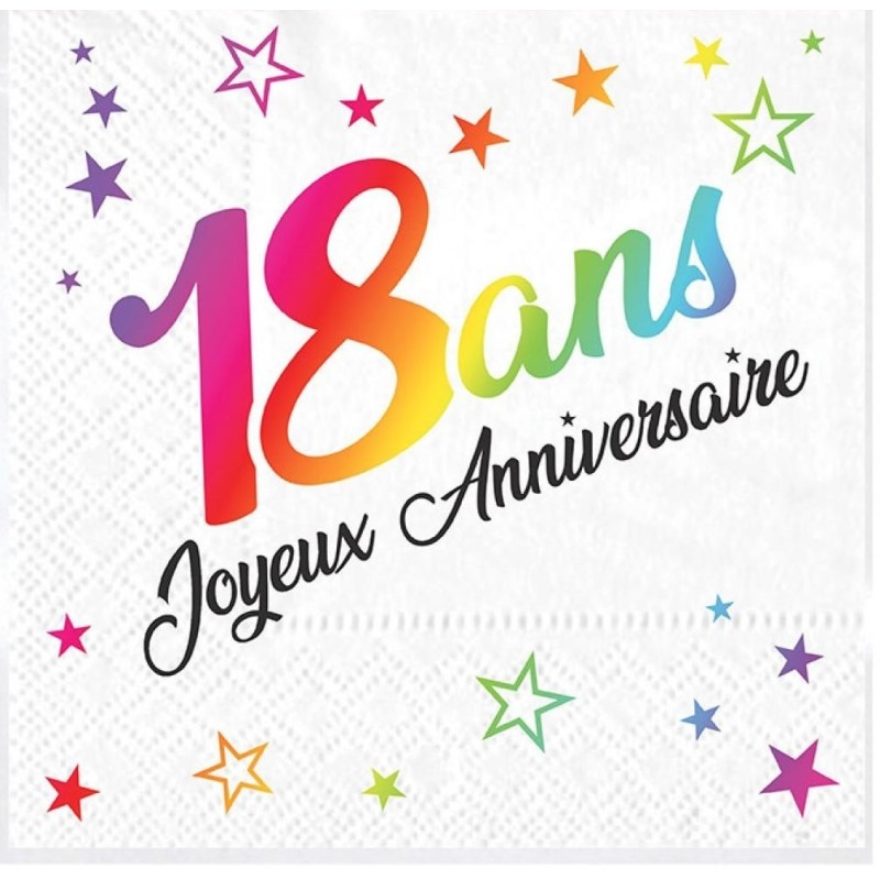 24 Servietten,18 Ans, 3-lagig, 33 x33 cm , mehrfarbig