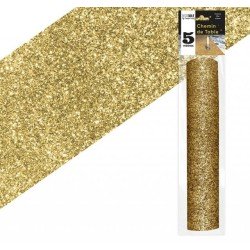 1 Chemin de table uni paillette or