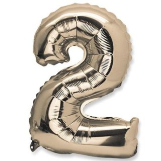 Gold Metallic Ballon Ziffer 2, 36cm