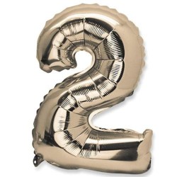 Gold Metallic Ballon Ziffer 2, 36cm