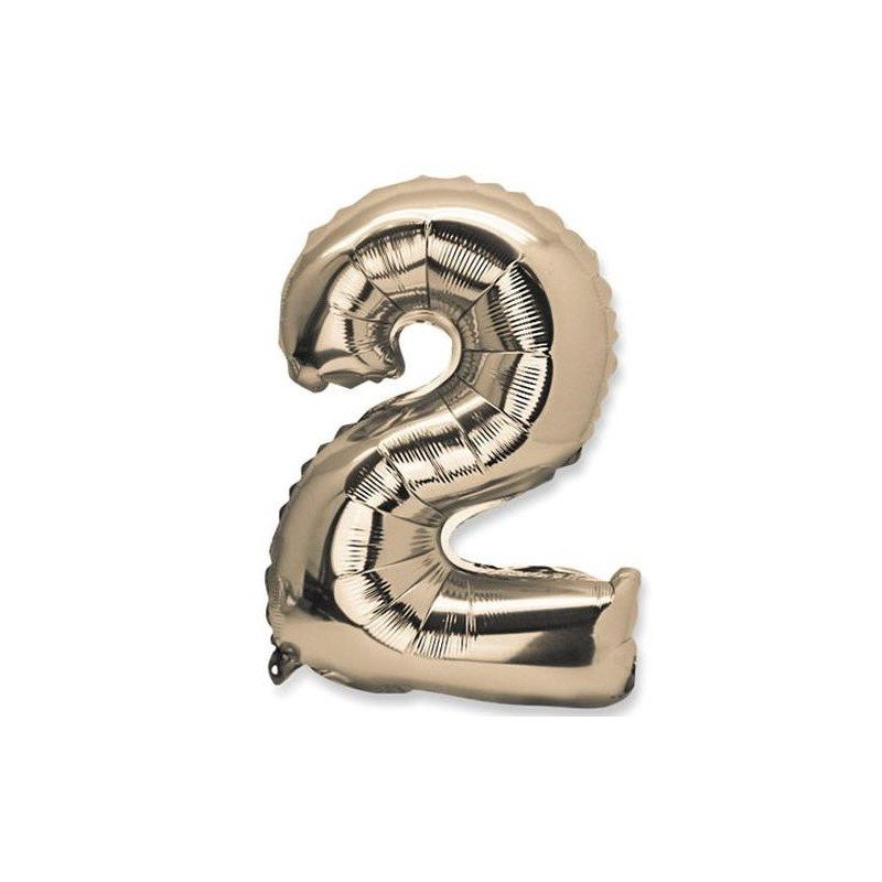 Gold Metallic Ballon Ziffer 2, 36cm
