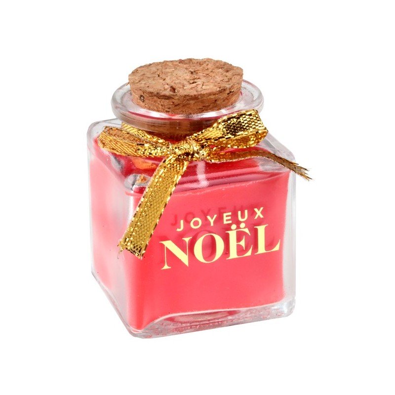 Bougie de Noël en pot, scintillant, rouge 