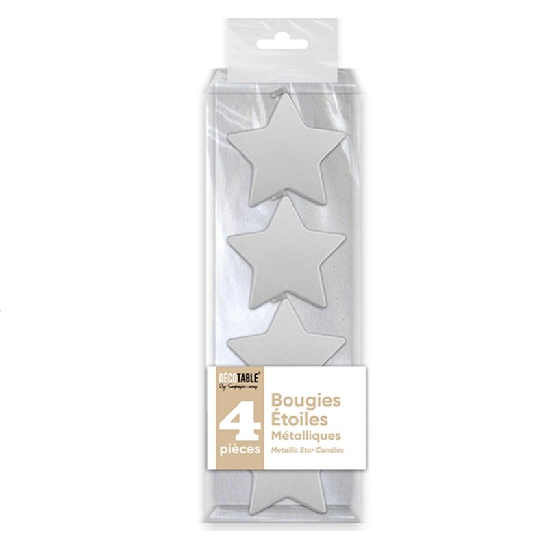 4 bougies étoile métallisées blanc 4 bougies étoile métallisées blanc