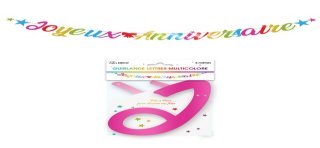mehrfarbig Metallic-Buchstabengirlande 6 m „Joyeux Anniversaire"
