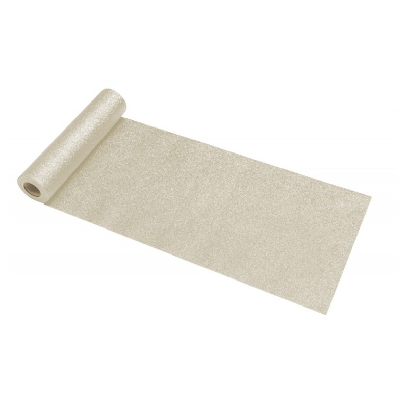 Runner da tavolo con paillettes premium platino  30 cm x 5 m Runner da tavolo con paillettes premium platino  30 cm x 5 m