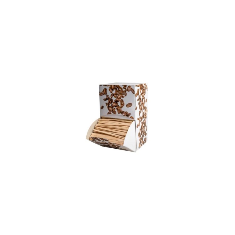 2000 Agitateurs en bois 11cm avec distributeur en carton  2000 Agitateurs en bois 11cm avec distributeur en carton