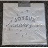 24 Serviettes, Joyeux Anniversaire, 3 plis, 33 x33 cm , argent 24 Serviettes, Joyeux Anniversaire, 3 plis, 33 x33 cm , argent