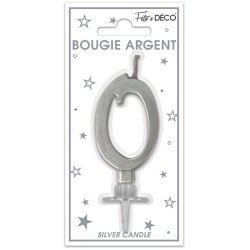 Candela numero 0 metallizzata argento