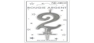 Candela numero 2 metallizzata argento