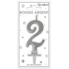 Bougie chiffre 2 métalique argent Bougie chiffre 2 métalique argent