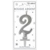 Candela numero 2 metallizzata argento