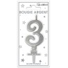 Bougie chiffre 3 métalique argent Bougie chiffre 3 métalique argent