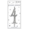 Bougie chiffre 4 métalique argent